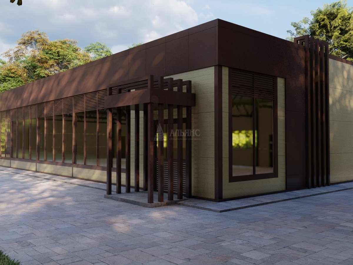 3D визуализация Проект магазина из сэндвич-панелей - фото 2